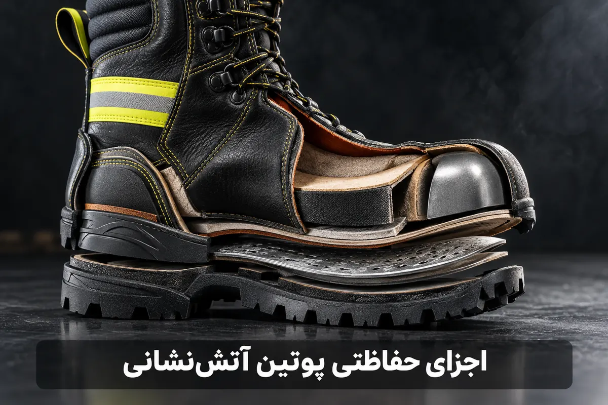 اجزای حفاظتی پوتین آتشنشانی اجزای حفاظتی پوتین آتش نشانی شامل سرپنجه و کفی ضد نفوذ